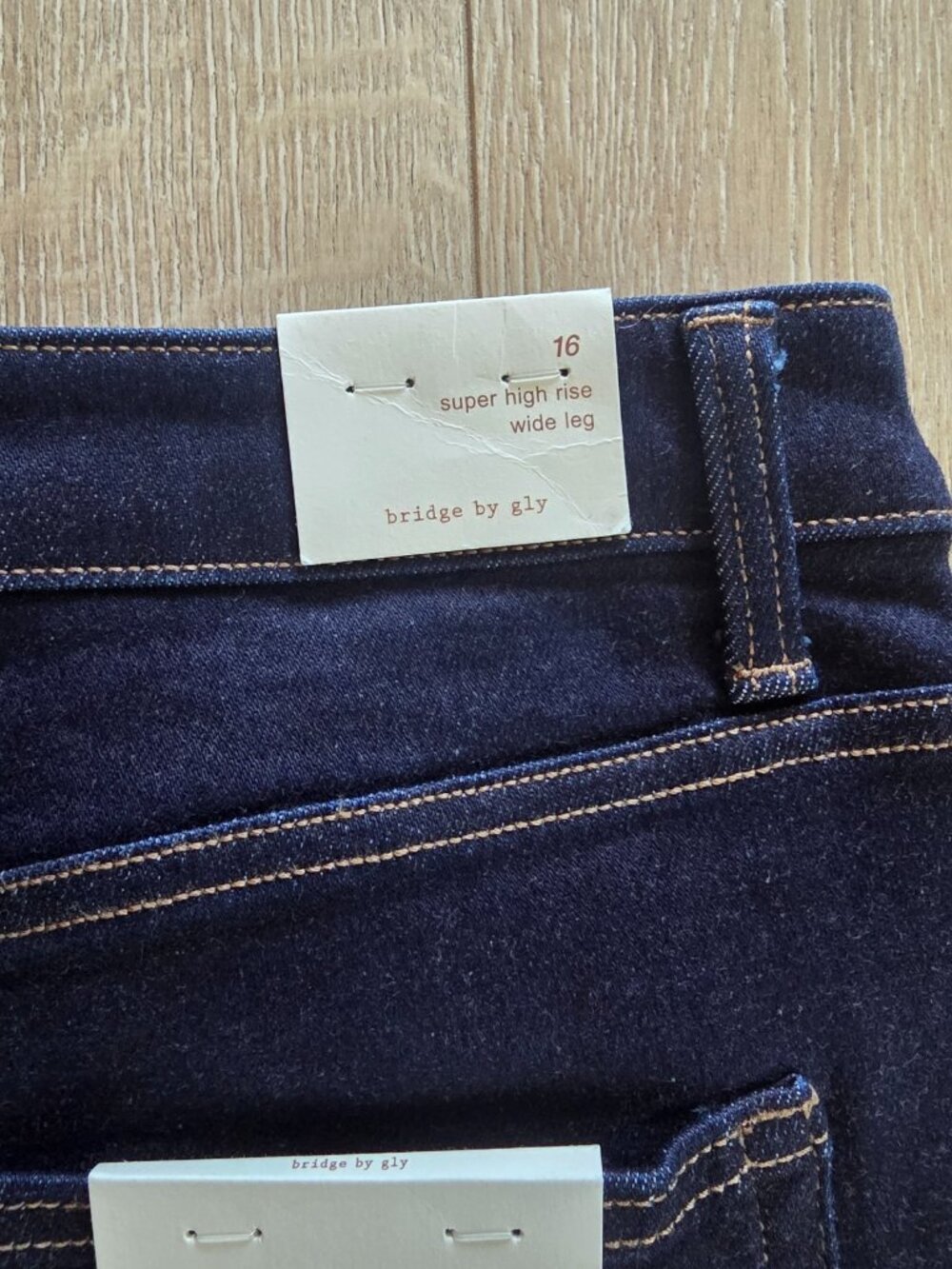 Bridge by Gly Crop Jeans Womens 16 Blue Denim Super High Rise Wide Leg Grunge - Picture 8 of 12